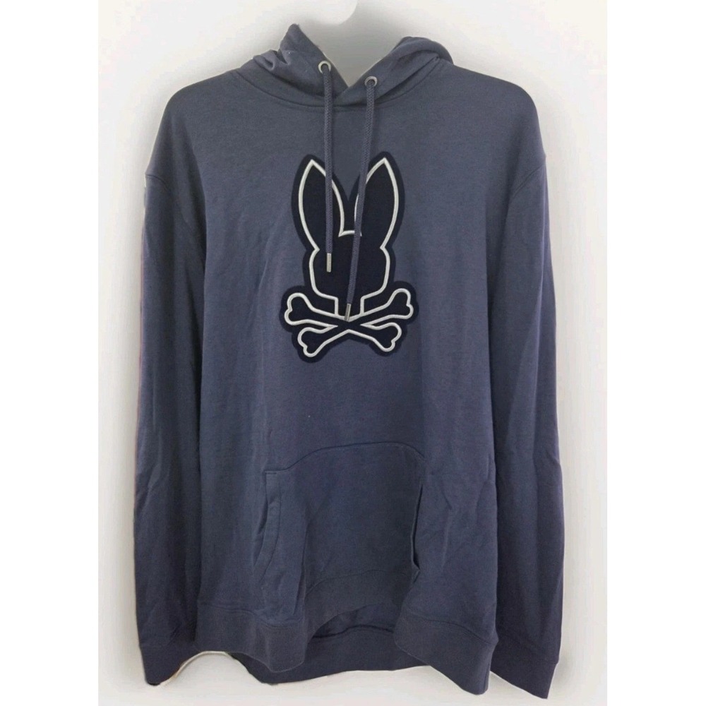 Psycho Bunny Mens Navy Blue Chenille Logo Pullover Hoodie Size 3XL XXXL